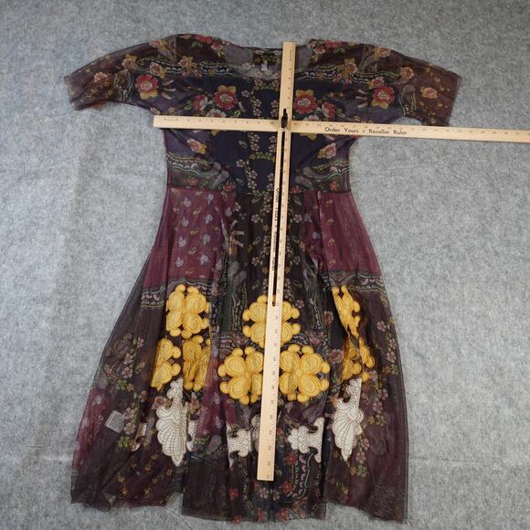 Johnny Was Dress Womens Small Jovie Mesh Biya Flared Skirt Floral Boho - Picture 8 of 11